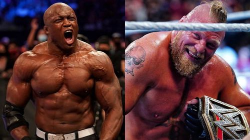 Bobby Lashley (left); Brock Lesnar (right)