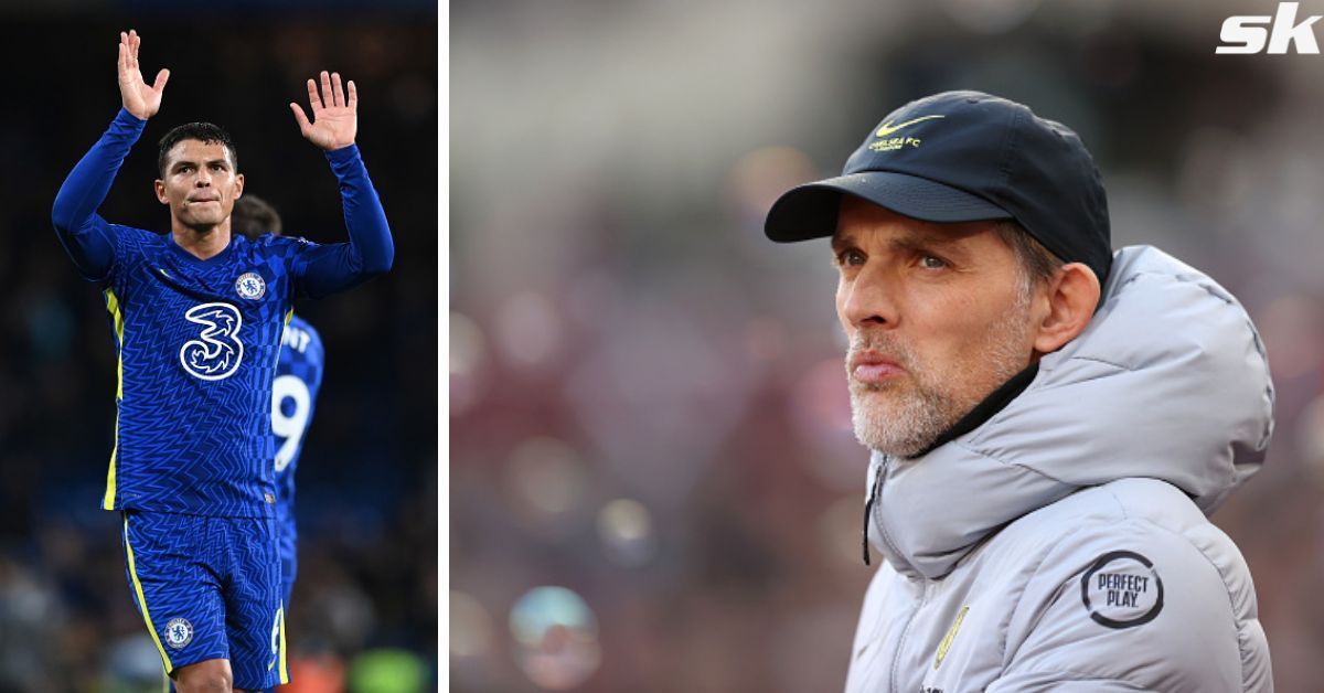 [L to R] Chelsea centre-back Thiago Silva and manager Thomas Tuchel.