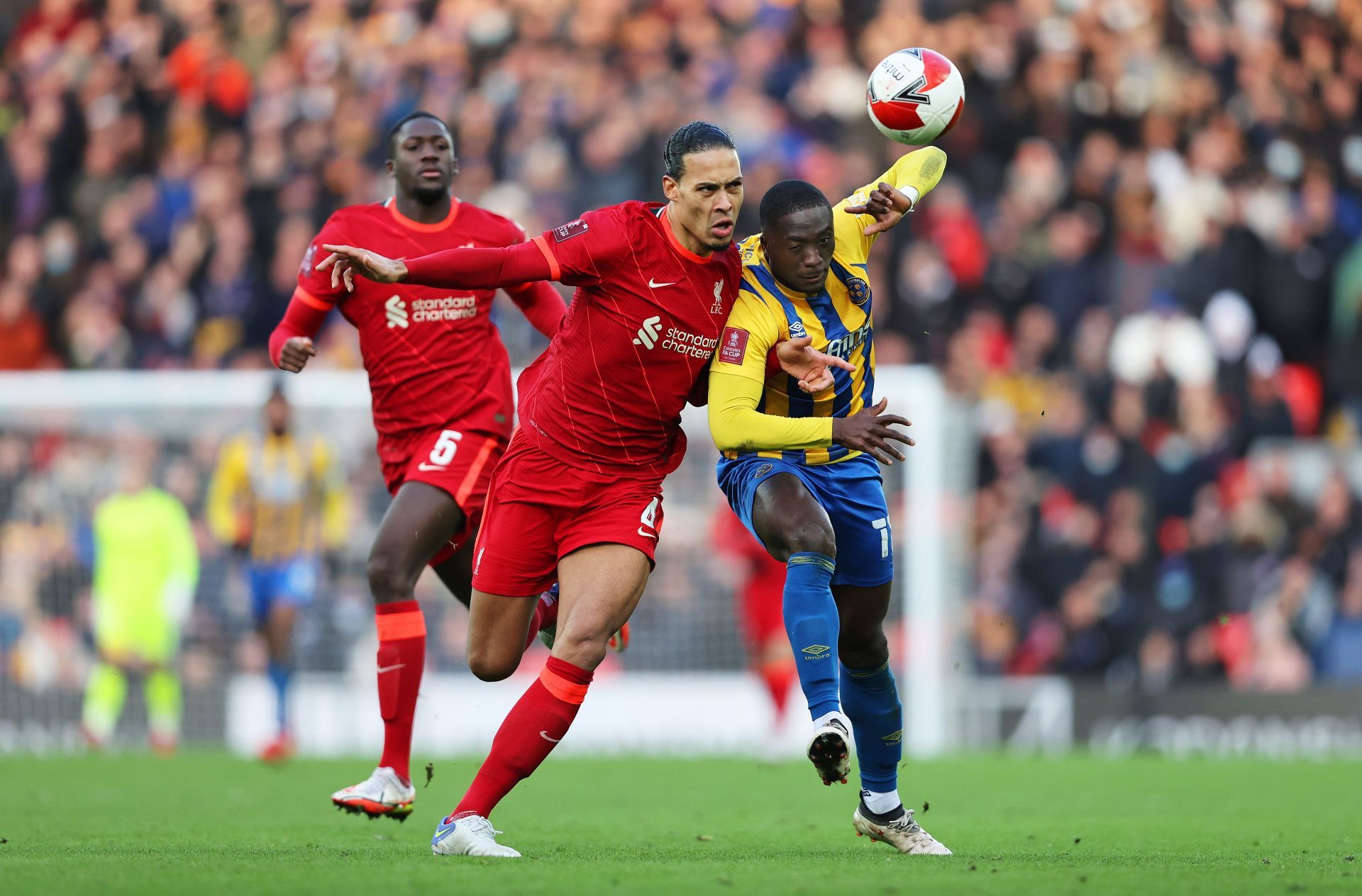 Liverpool vs Shrewsbury Town: Virgil Van Dijk in action