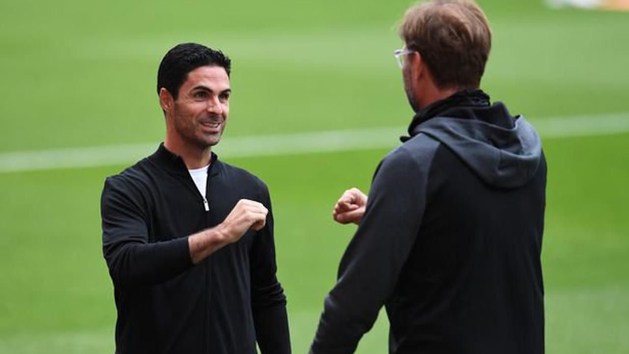 Arsenal&#039;s Mikel Arteta and Liverpool&#039;s Jurgen Klopp