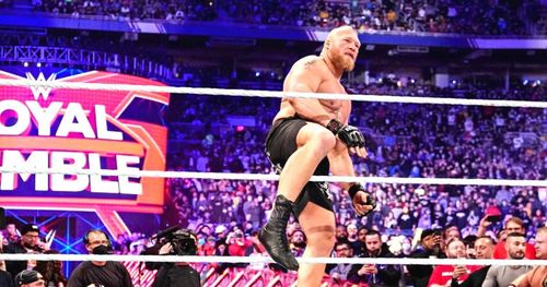 Brock Lesnar won the men's Royal Rumble match as the final entrant.