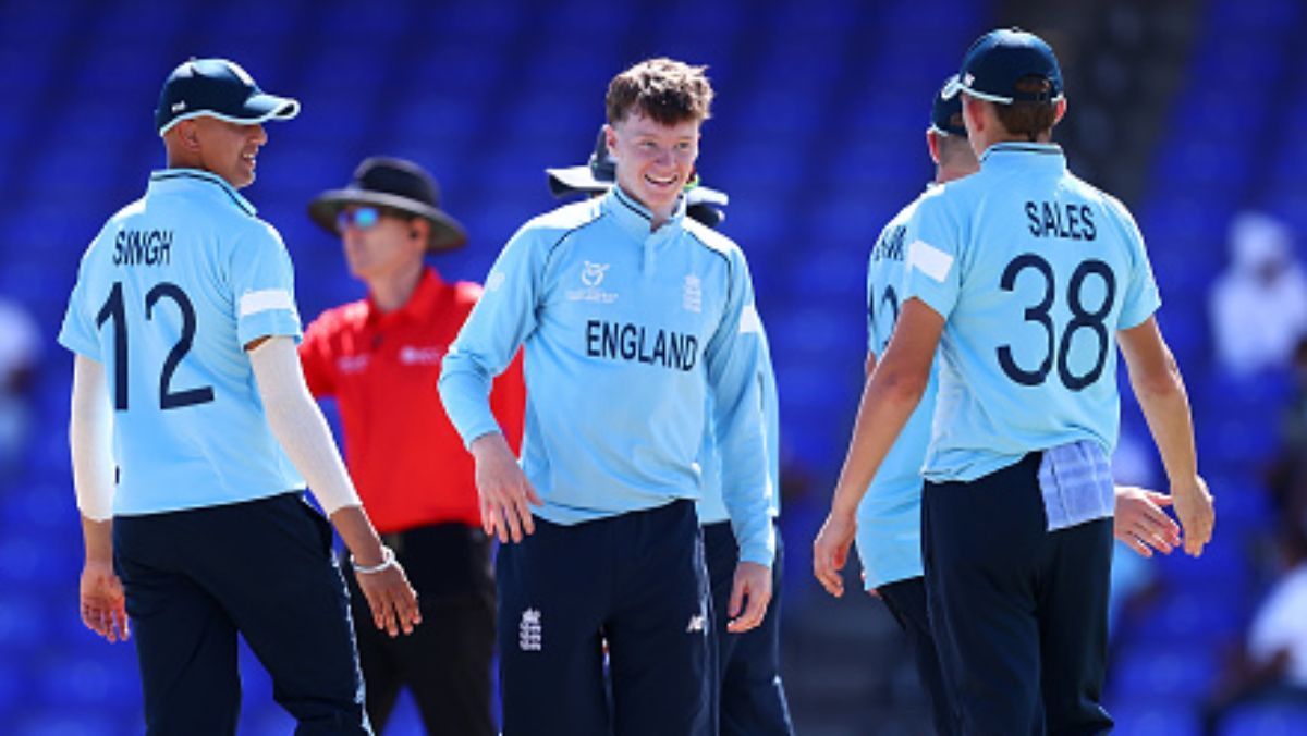 The England U19 cricket team in action (Image Courtesy: IndiaTV News)