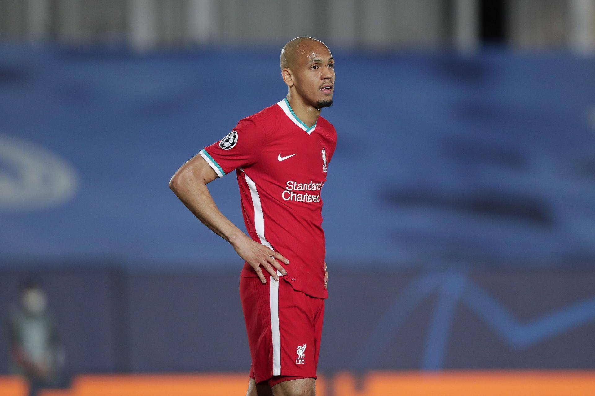 Fabinho in action against Real Madrid - UEFA Champions League Quarter Final: Leg One