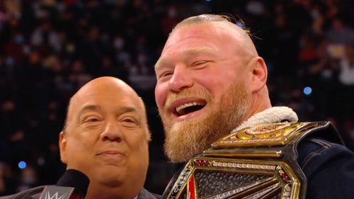 Paul Heyman (left); Brock Lesnar (right)