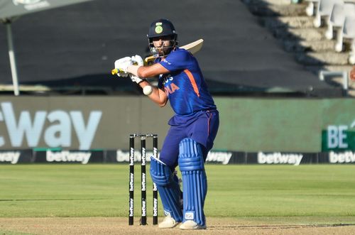 Deepak Chahar during his innings in 3rd ODI. Pic: Getty Images