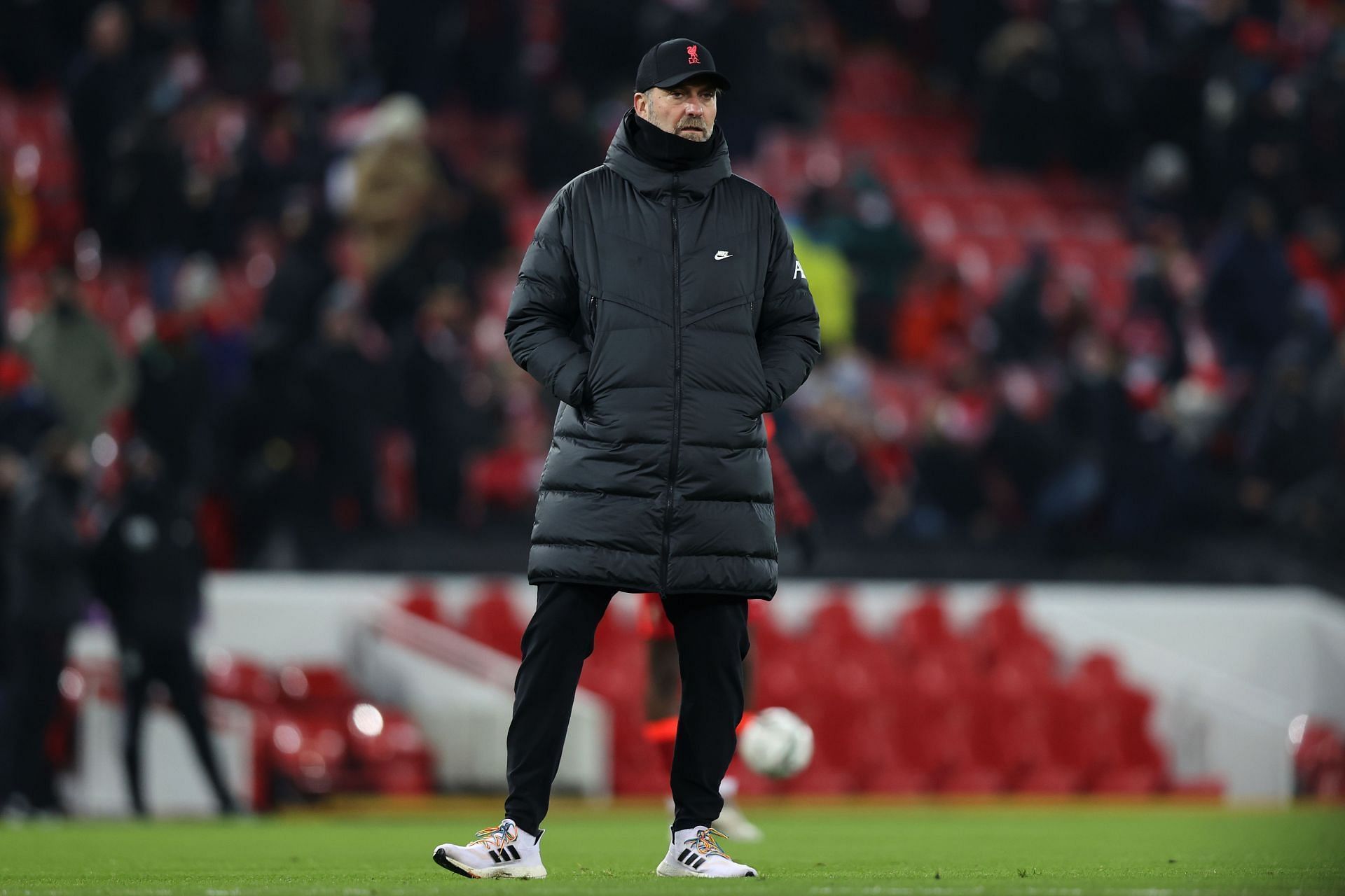 Jurgen Klopp looks on during a Premier League game