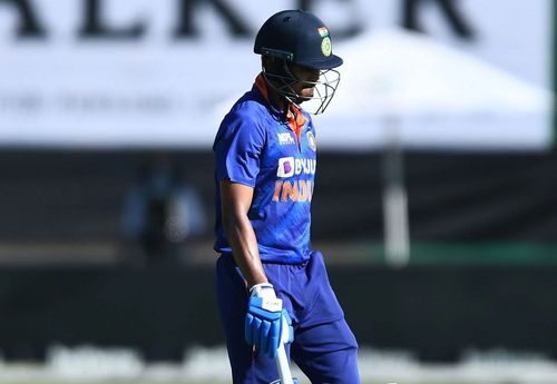 Shreyas Iyer walks off after being dismissed. Pic: Getty Images