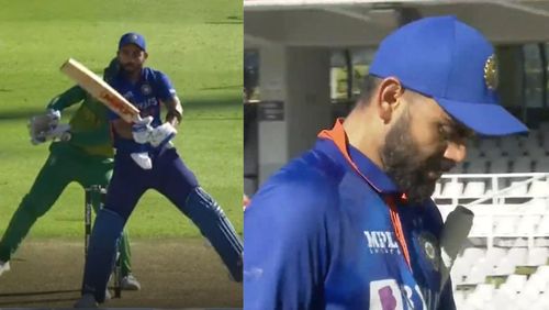 Screengrabs from Virat Kohli's wicket today.