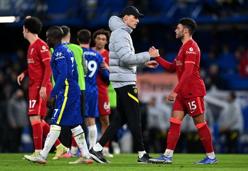 Chelsea boss Thomas Tuchel greets Liverpool's Alex Oxlade-Chamberlain after the Premier League game