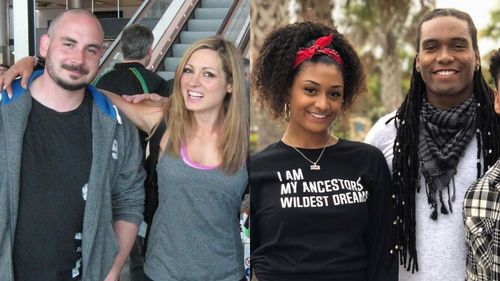 Becky Lynch with her brother (left) and Mace with his sister (right)