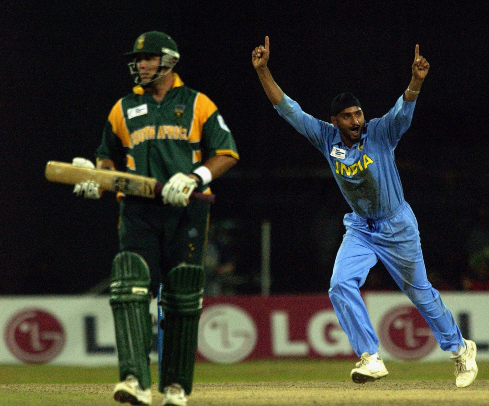 Harbhajan Singh celebrates a wicket. Pic: Getty Images