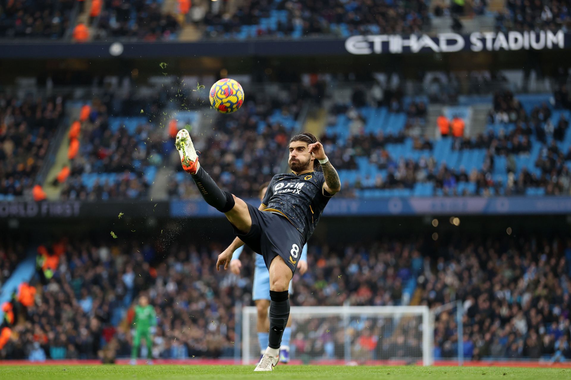 Ruben Neves in action against Manchester City for Wolverhampton Wanderers - Premier League