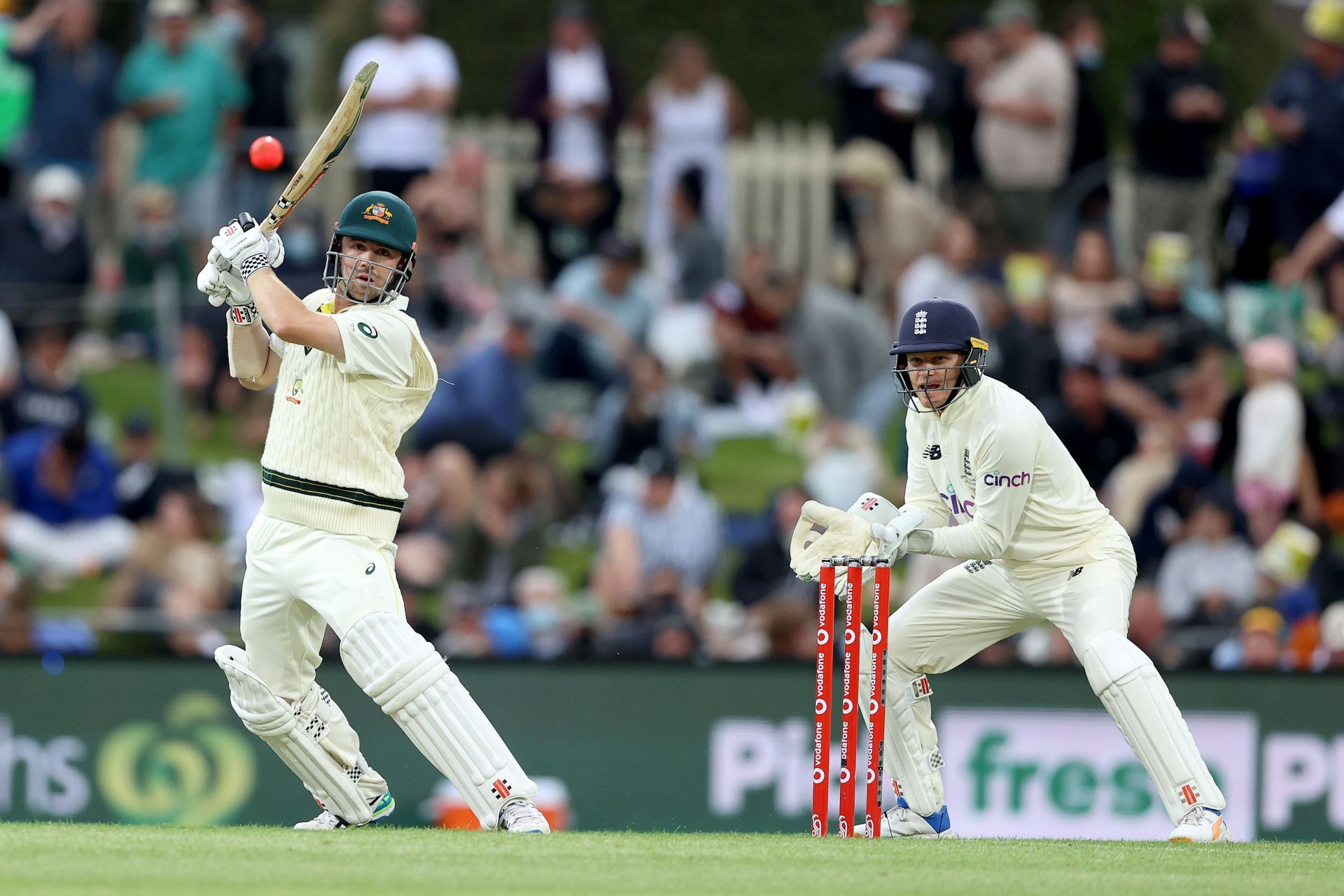 Travis Head batting during the Hobart Test. Pic: Getty Images