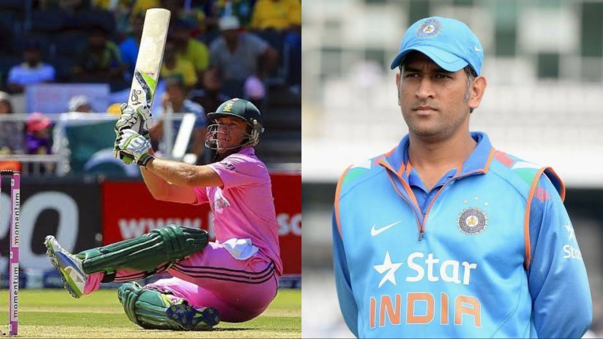 AB de Villiers (L) and MS Dhoni played in the 2018 ODI series between India and South Africa