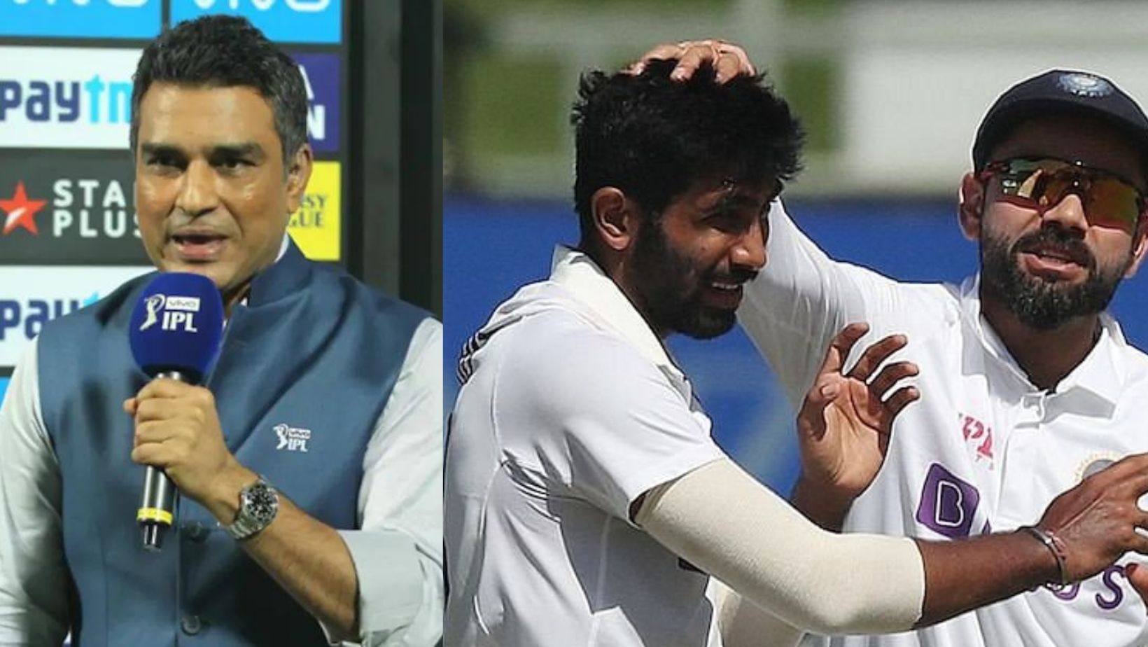 Sanjay Manjrekar (L) analyzes Jasprit Bumrah&#039;s fifer.