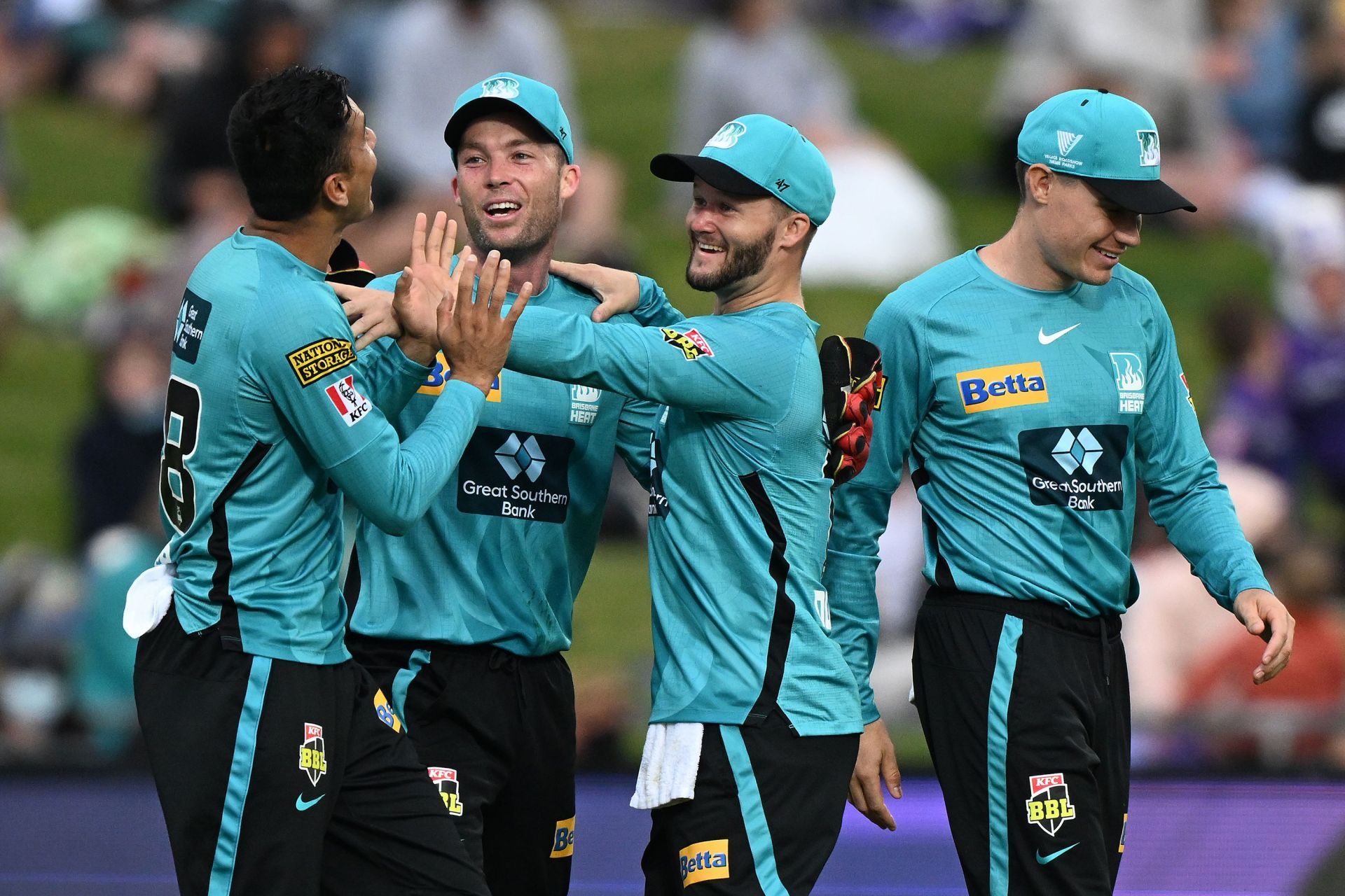 Brisbane Heat players celebrate a wicket during BBL 2021-22. Pic: Getty Images