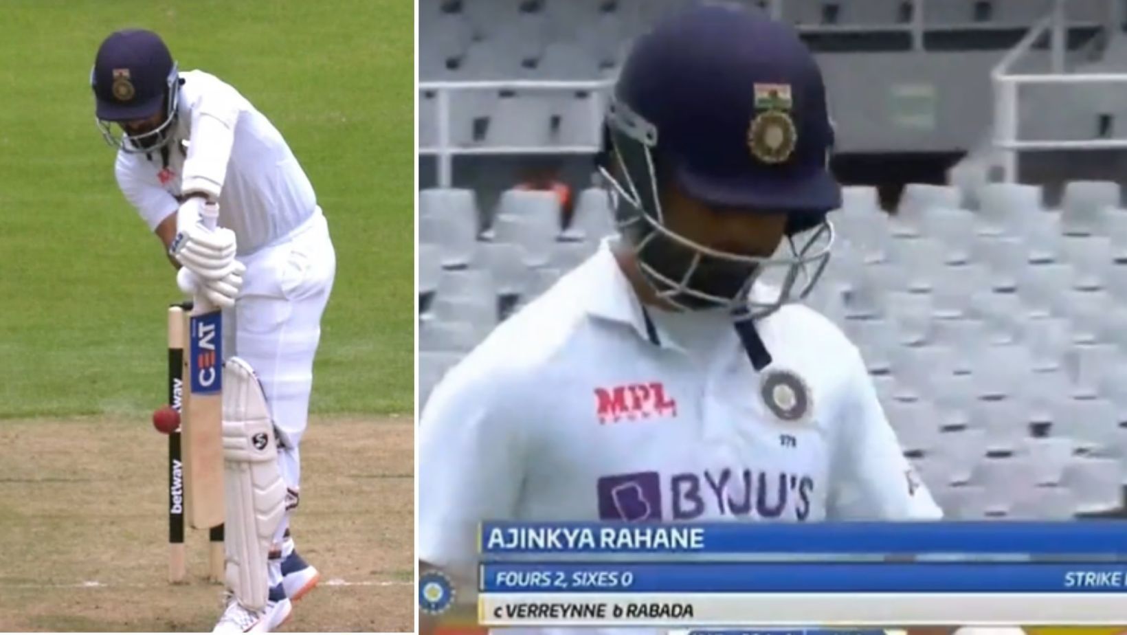 Snippets from Ajinkya Rahane&#039;s wicket.
