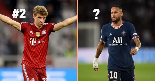 Bayern Munich's Thomas Muller and PSG's Neymar