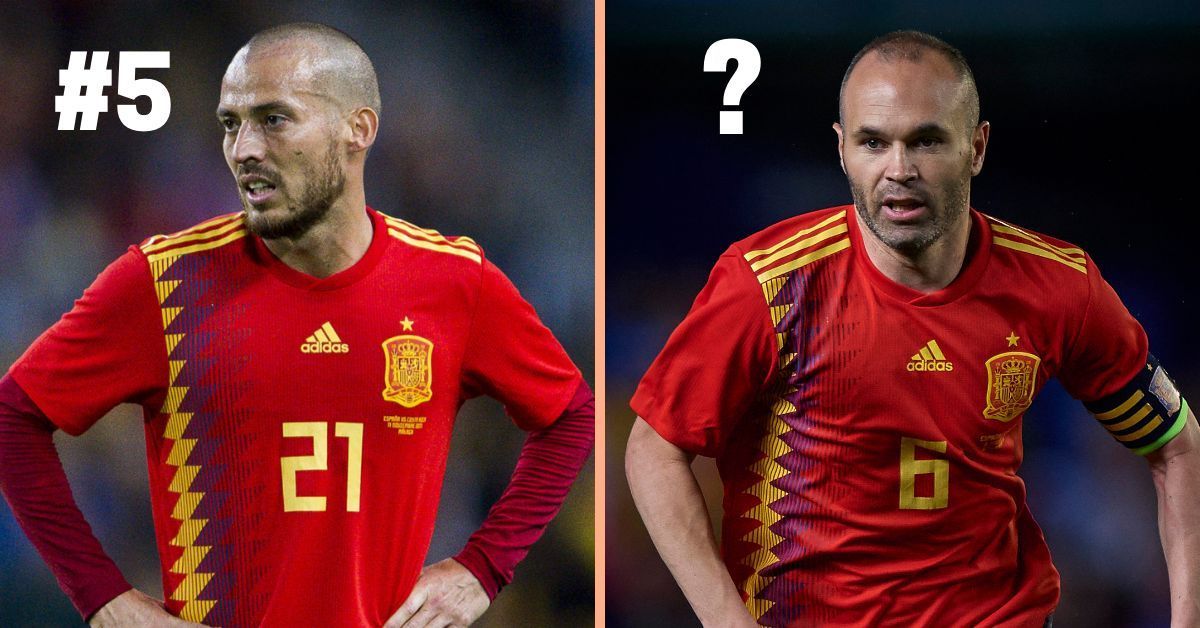 Spain&#039;s David Silva and Andres Iniesta