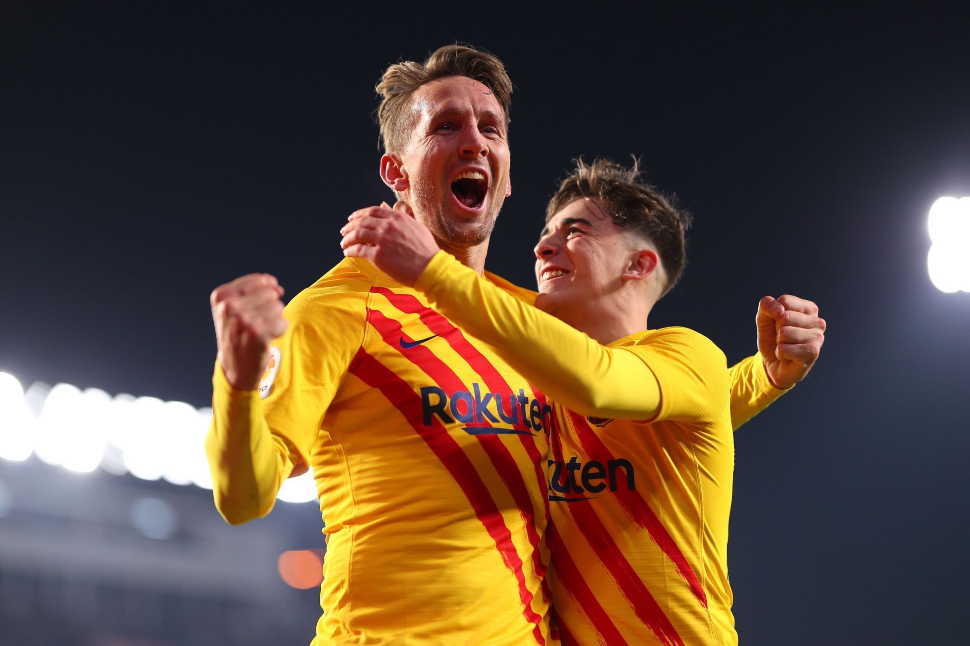 Luuk de Jong rejoices after scoring a goal.