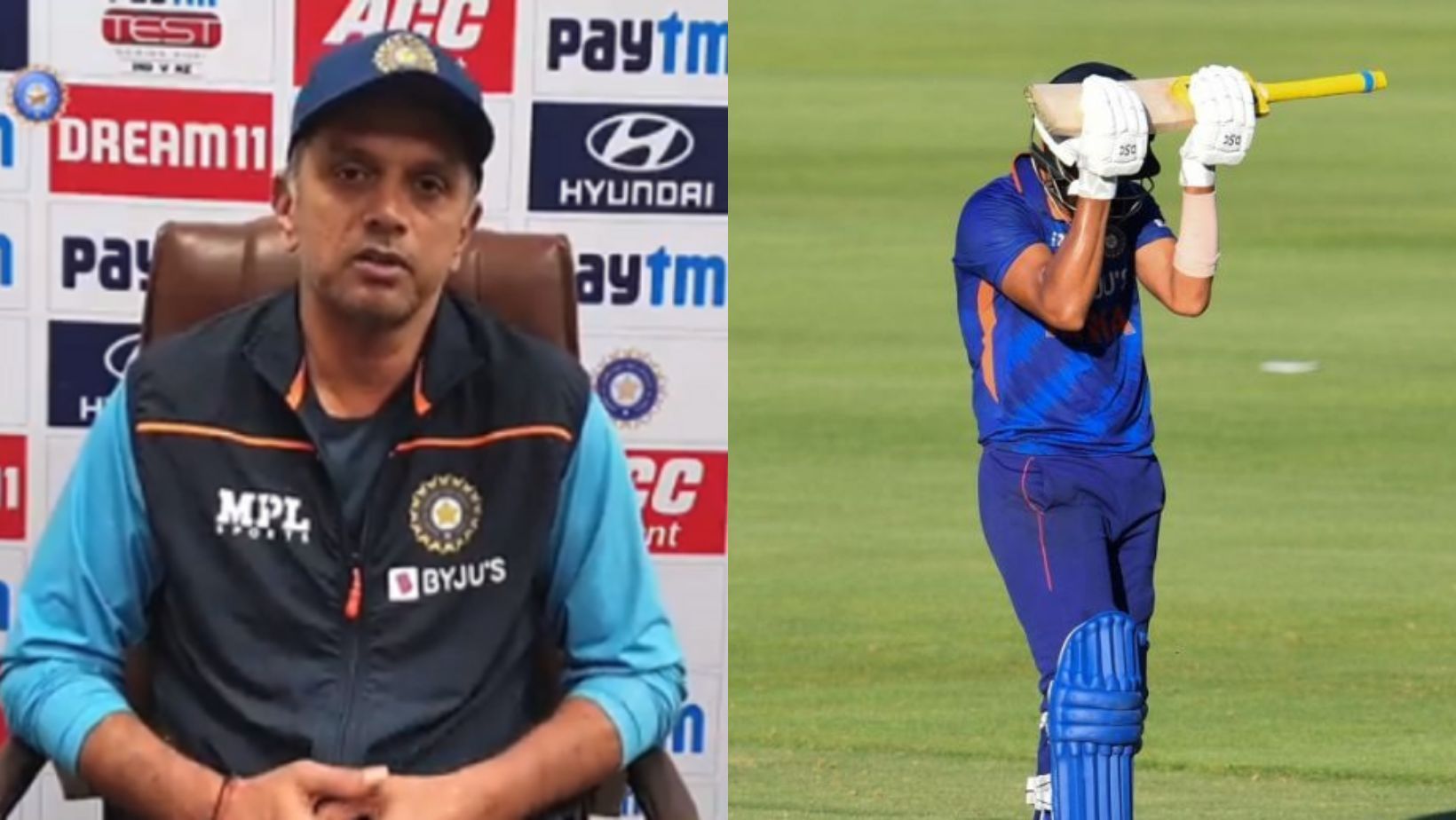 Rahul Dravid (L) and Deepak Chahar after his wicket on Sunday (PC: Getty Images)