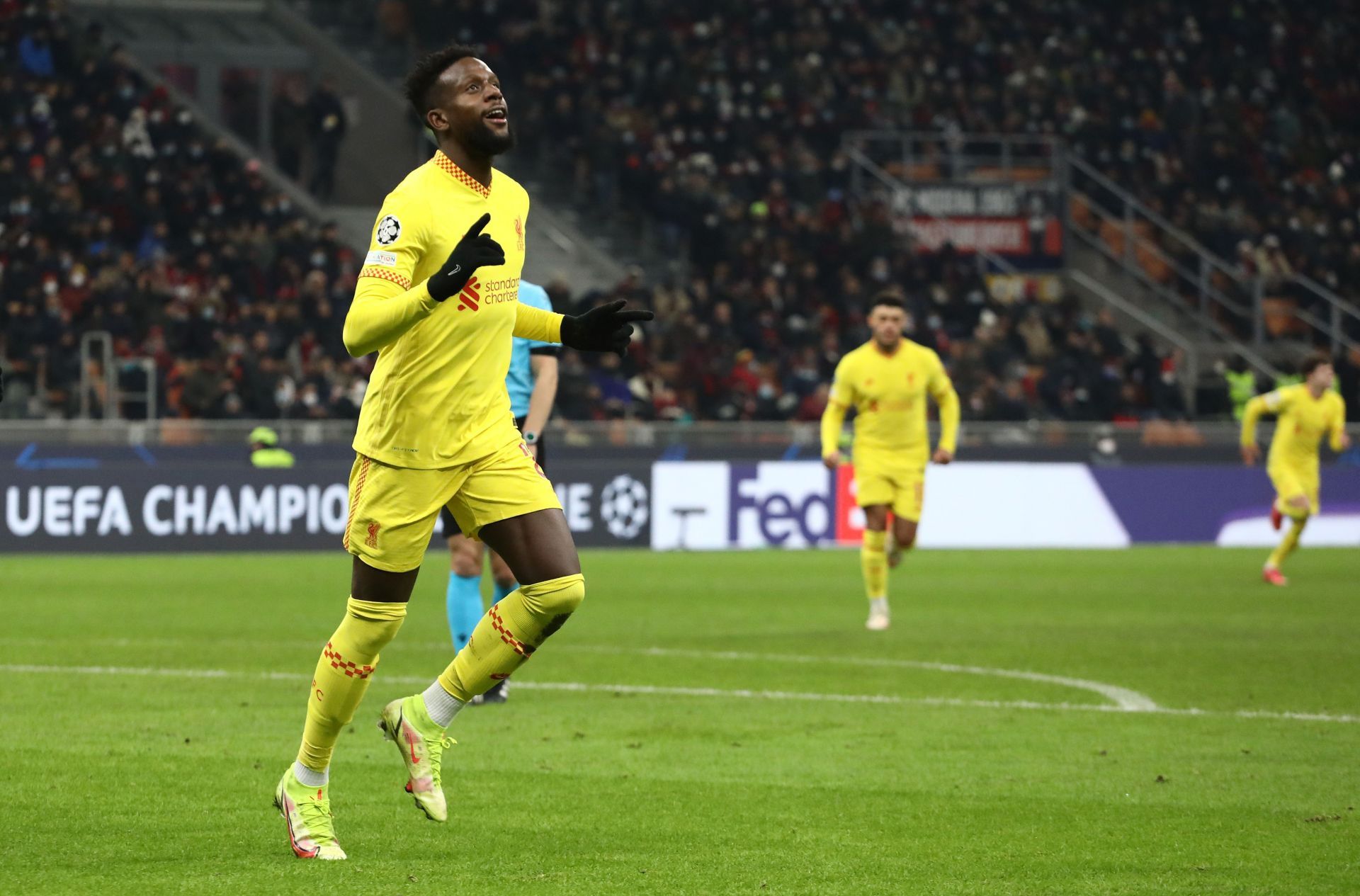 Divock Origi celebrates scoring a goal 