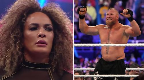 Nia Jax reacts to Brock Lesnar's Royal Rumble victory