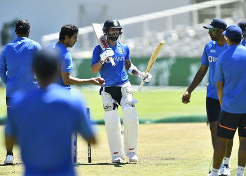 Men-in-blue at a training session ahead of third test