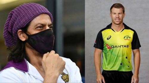 Shah Rukh Khan (L)'s team will be keen to acquire David Warner (R)'s services at the IPL 2022 Mega Auction