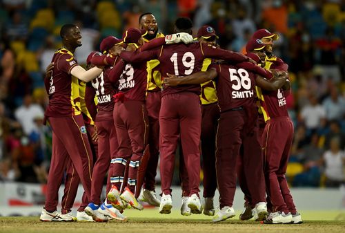 West Indies team during the T20 series against England. Pic: Getty Images