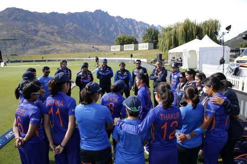 The Indian team in a huddle during an ODI against New Zealand. (PC: Getty Images)