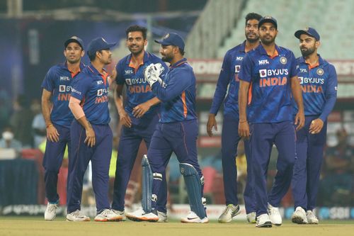 Team India during the 1st T20I. Pic: ICC