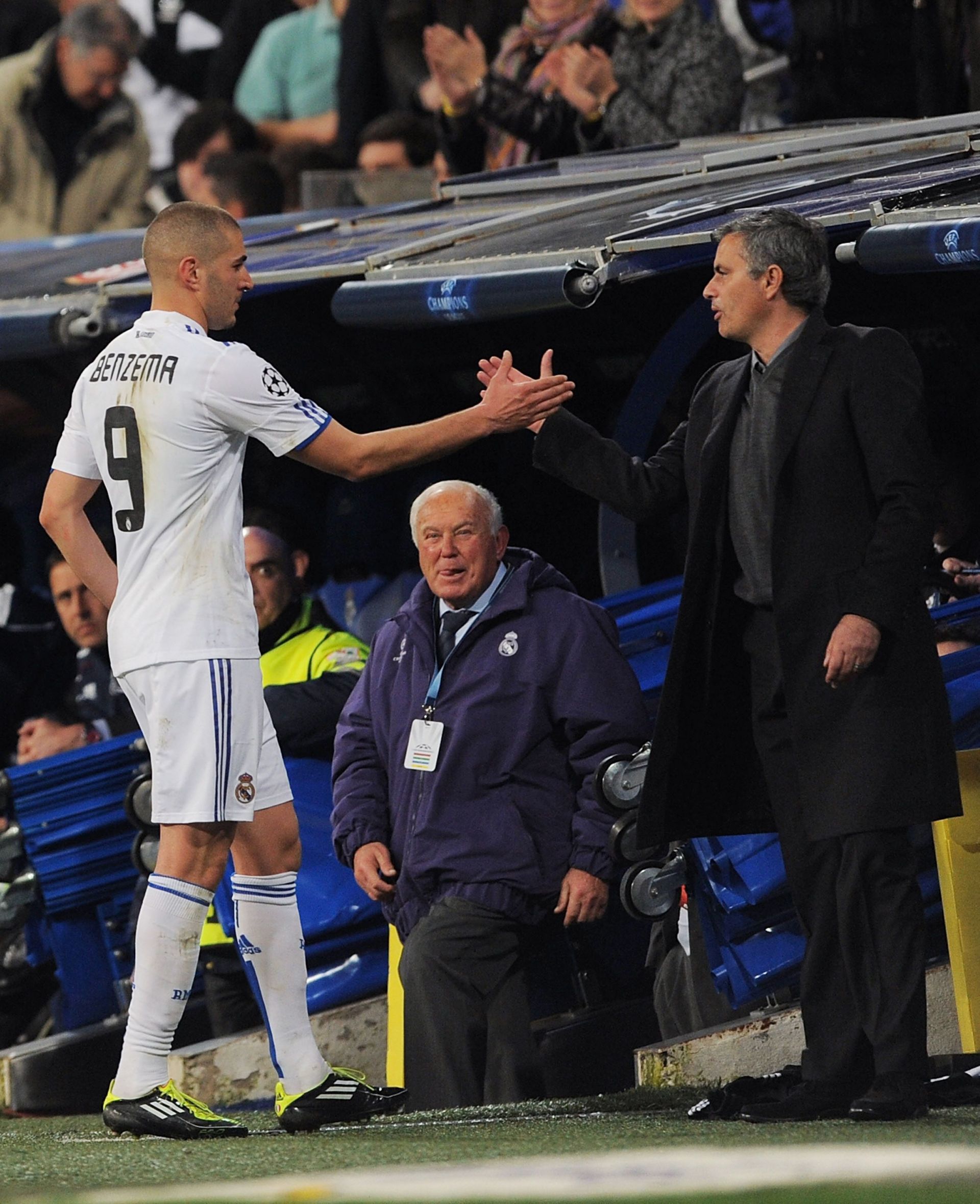 Karim Benzema (left) enjoyed some success under Mourinho (right).