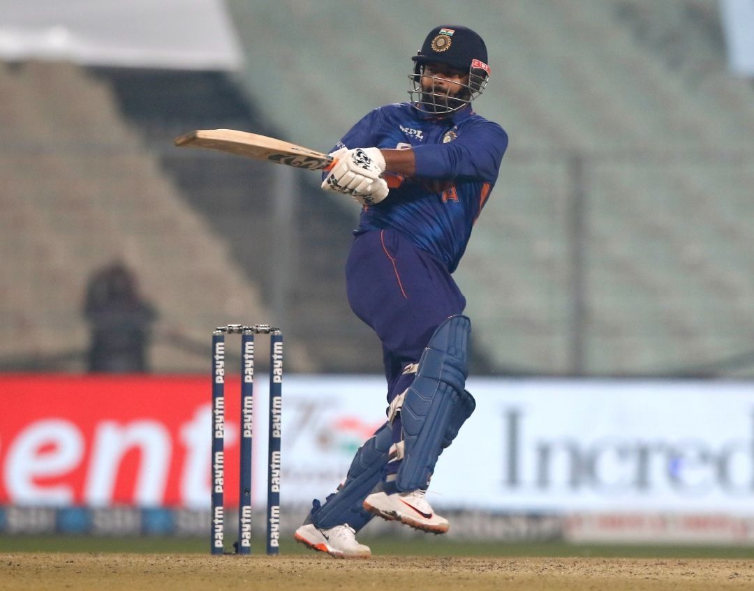 Rishabh Pant during the first T20I vs West Indies.