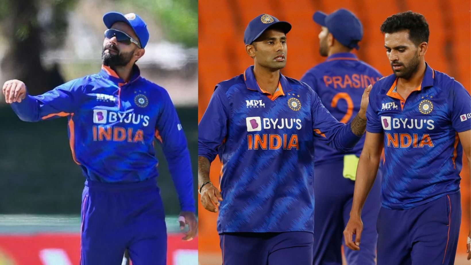 Virat Kohli (L), Suryakumar Yadav, and Deepak Chahar all miss out on India&#039;s home series against Sri Lanka. (PC: BCCI)