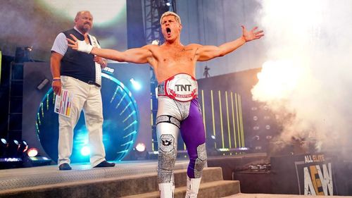 Cody Rhodes making his entrance as TNT Champion