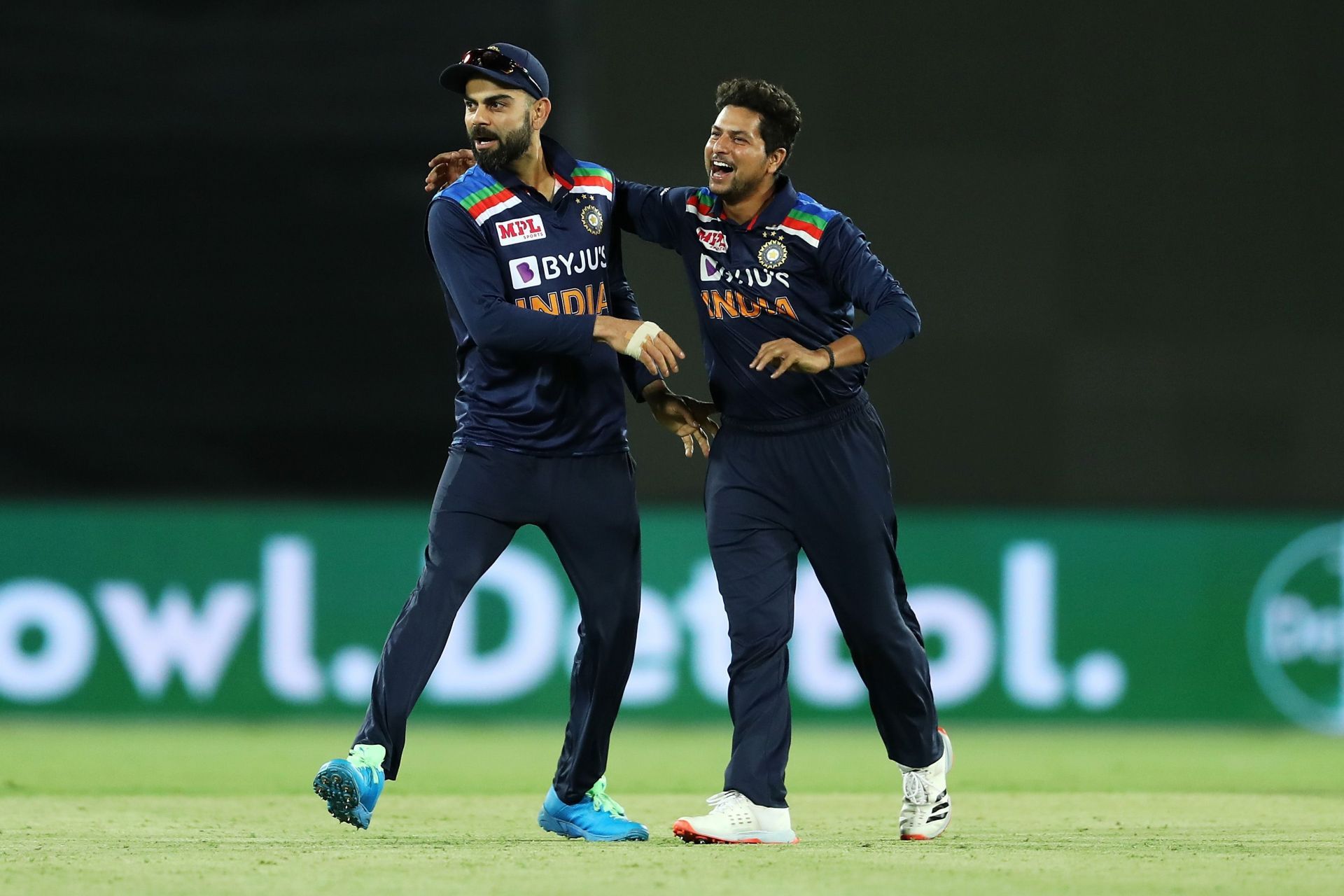 Team India left-arm spinner Kuldeep Yadav (right). Pic: Getty Images