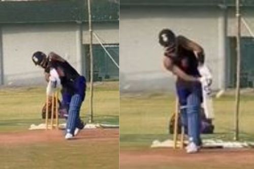 Hardik Pandya hit an array of flashy strokes in the net session (PC: Hardik Pandya Instagram).