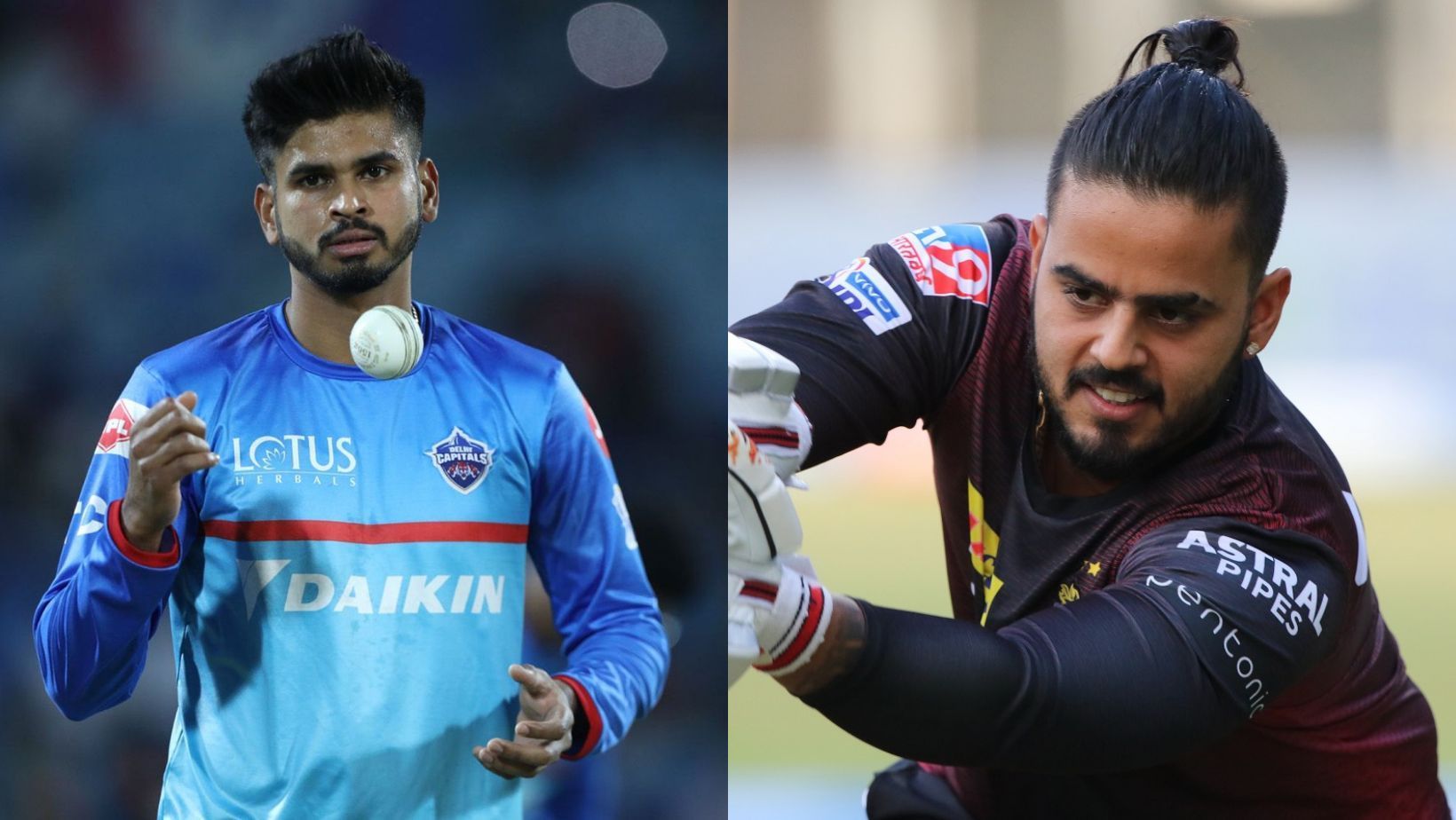 Shreyas Iyer (L) and Nitish Rana were KKR&#039;s biggest signings on Day 1 of the IPL 2022 auction.