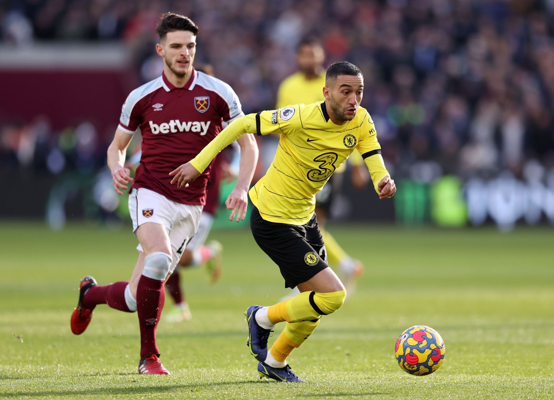 Could Declan Rice (L) return to Chelsea in the summer?