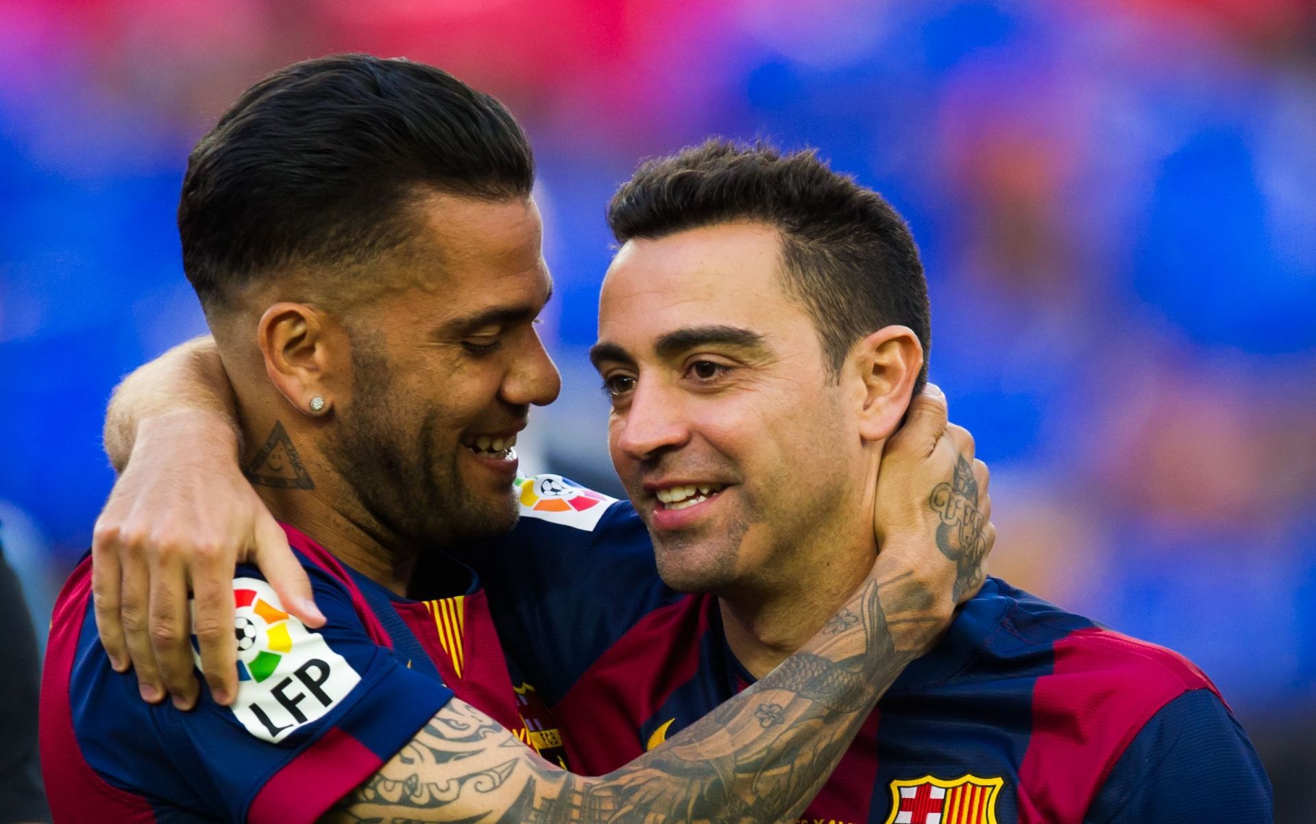 Dani Alves and Xavi Hernandez during their time as Barcelona players