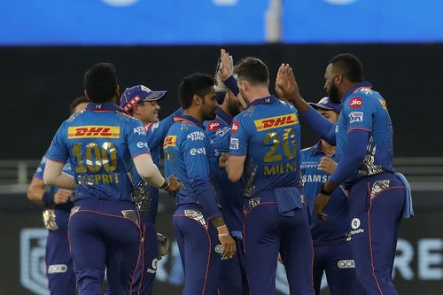 Mumbai Indians in action during IPL 2021. Pic: IPLT20.COM