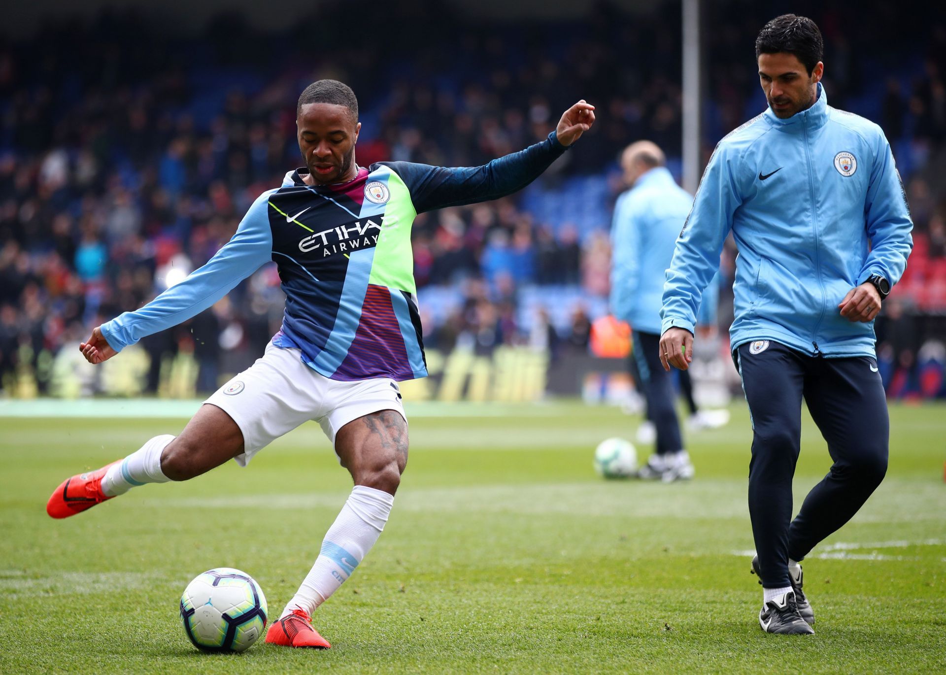 Raheem Sterling (left) and Mikel Arteta worked together at  Manchester City.