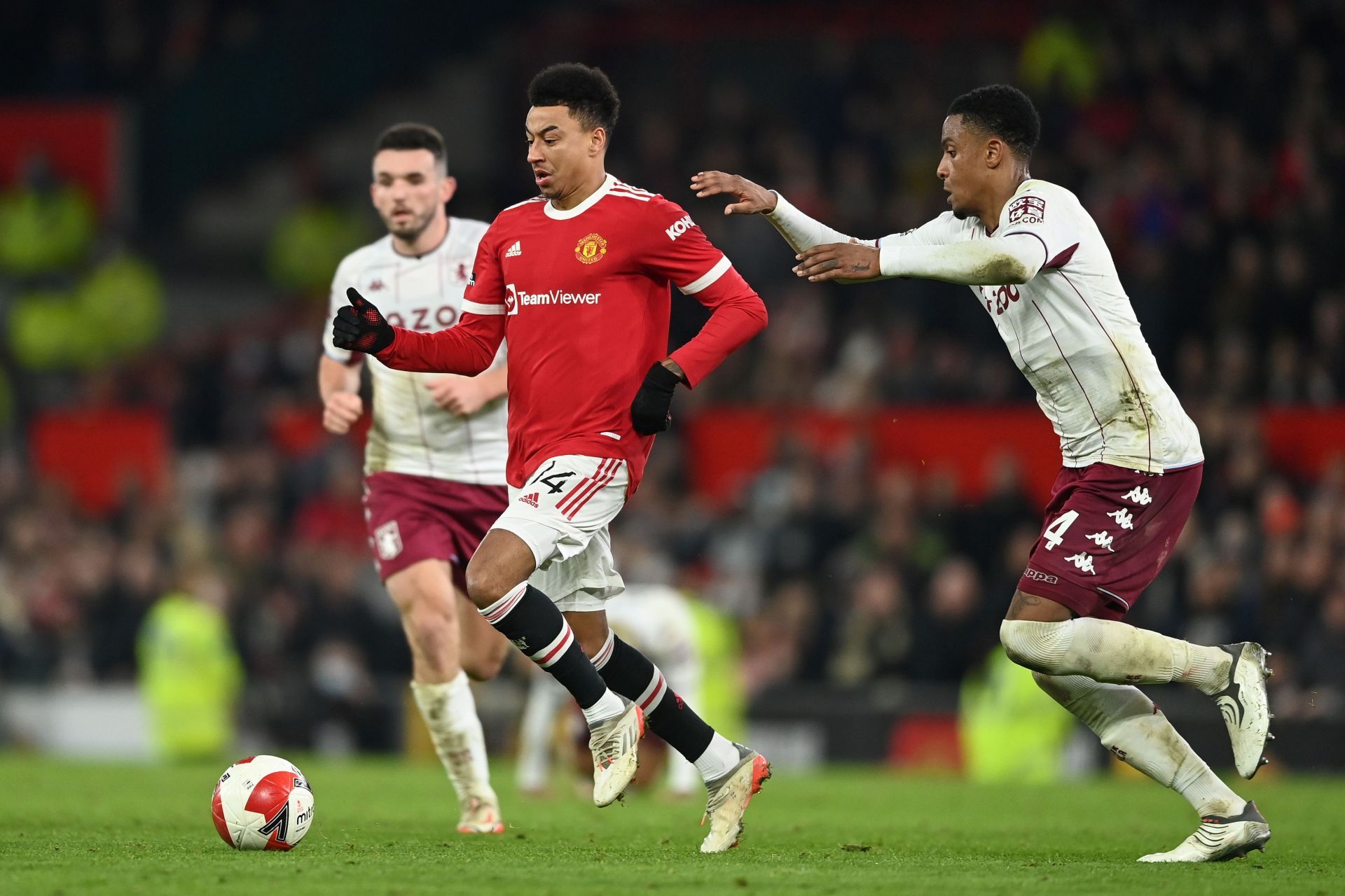 Lingard in action v Aston Villa: The Emirates FA Cup Third Round