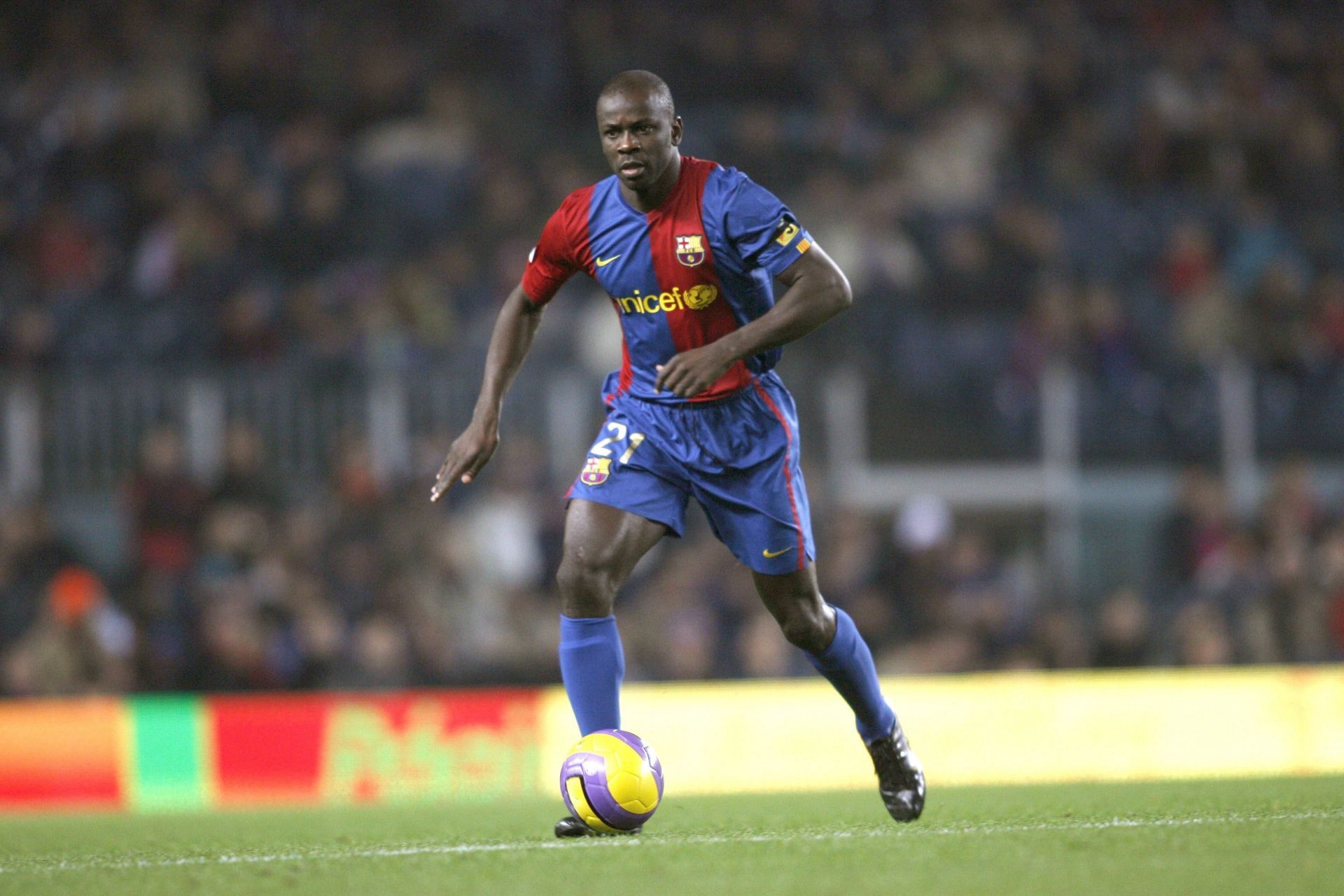 Lilian Thuram, in action for Barcelona