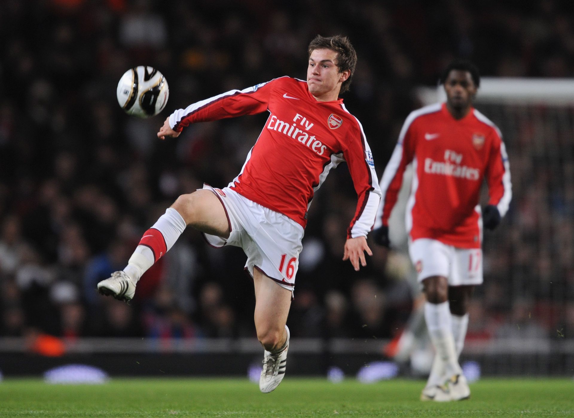 Aaron Ramsey in action against Wigan Athletic