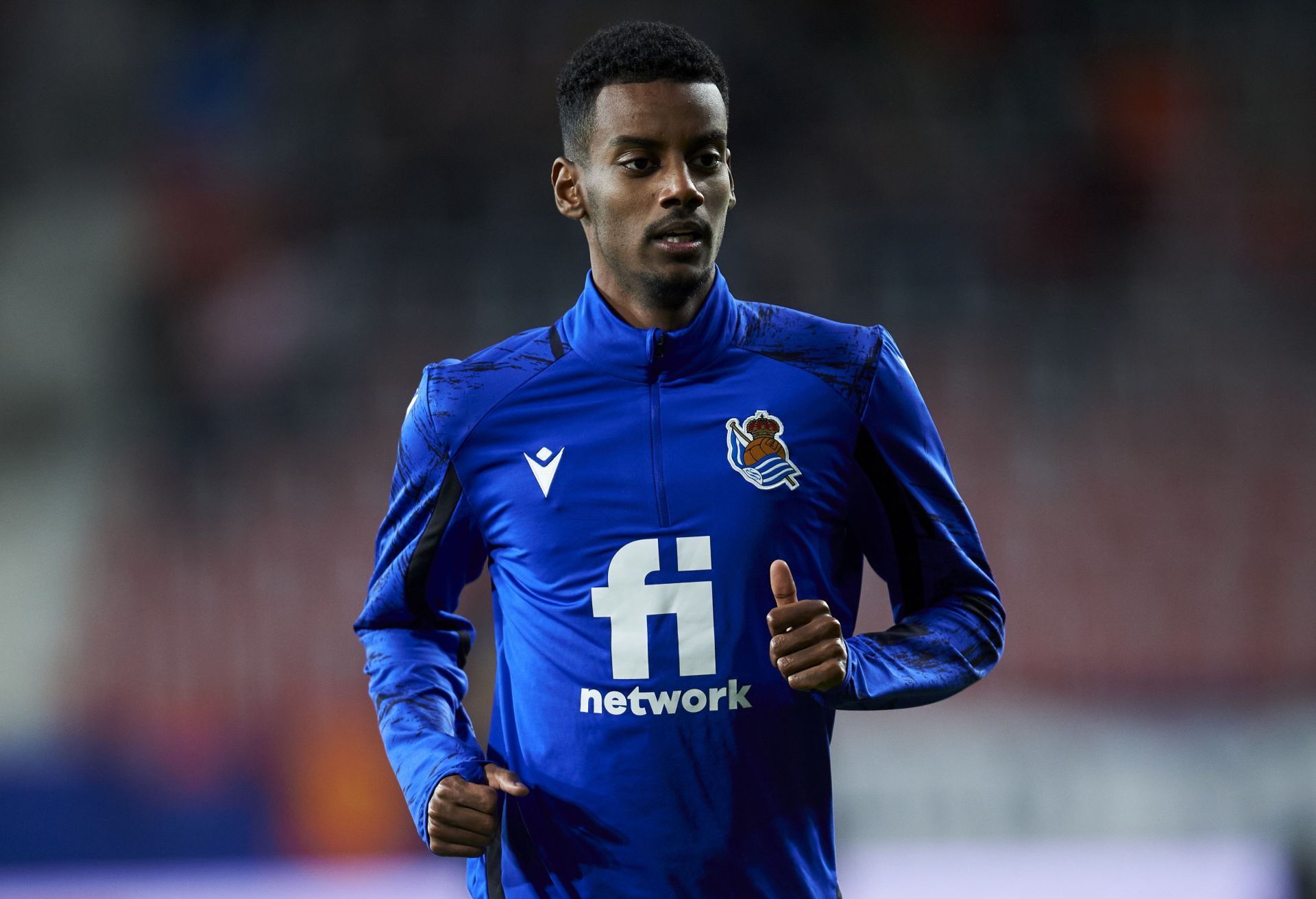 Alexander Isak warms up for Real Sociedad.