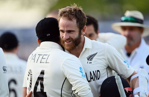 Kane Williamson celebrates the WTC Final win.