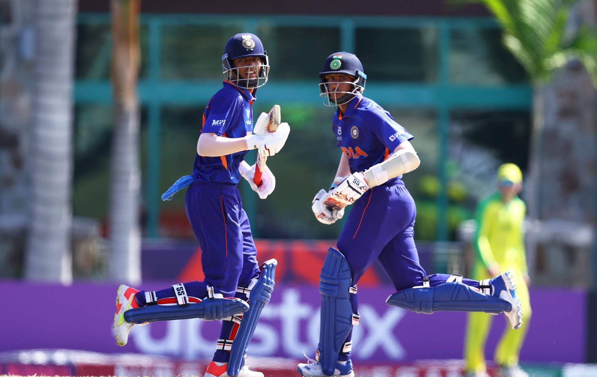 Yash Dhull (L) and Shaik Rasheed (R) put on 204 runs for the third wicket in the U-19 World Cup semi-final.