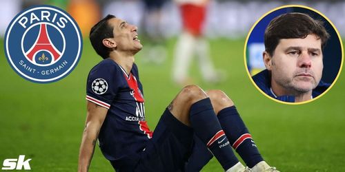 Paris Saint-Germain winger Angel Di Maria; [inset] Mauricio Pochettino.